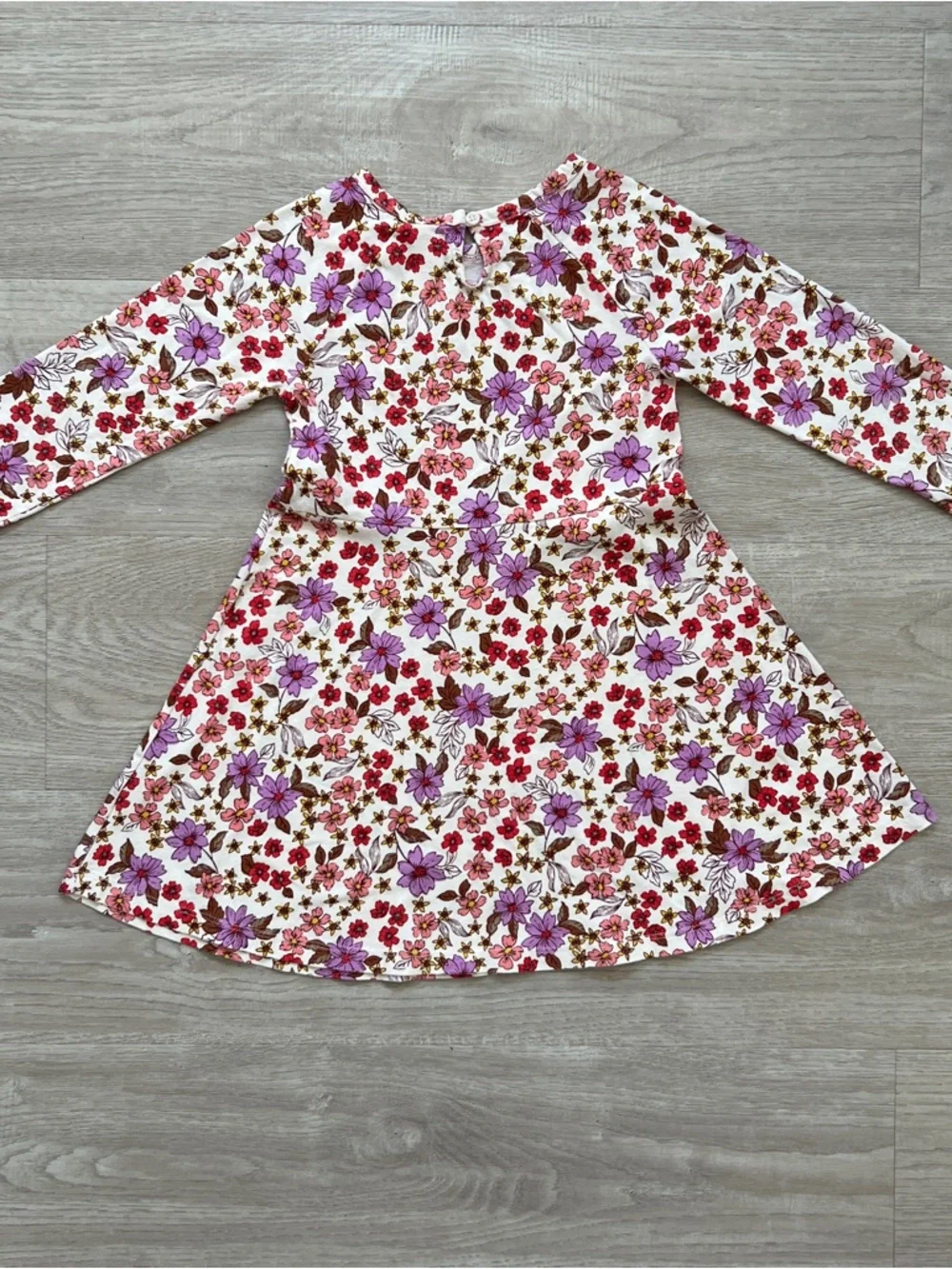 Baby Gap Floral Dress Girls Size 5 Pink Purple Long Sleeve Skater Twirl Casual
